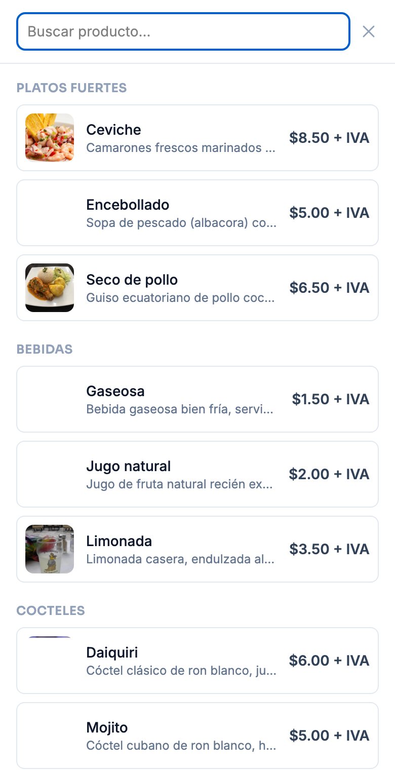 Menú con fotos y precios